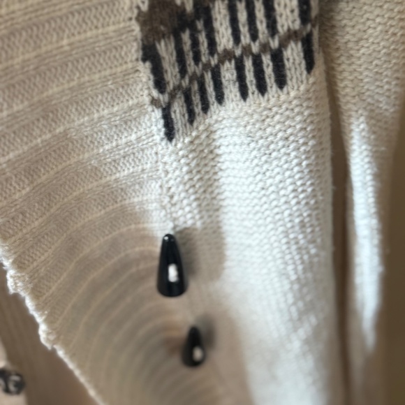 LOLE WOMEN'S CARDIGAN SWEATER SIZE SMALL BLACK & CREAM WITH HOODIE - Picture 4 of 8